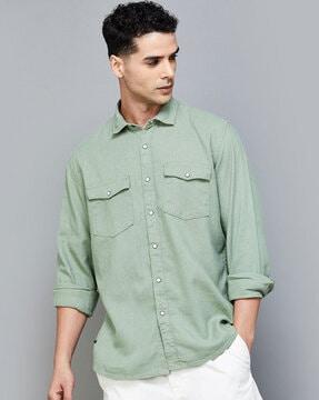 men regular fit shirt with spread collar