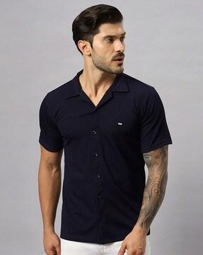 men regular fit shirt with spread collar