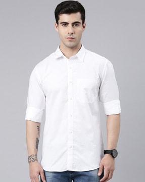 men regular fit shirt with spread collar