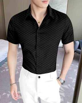 men regular fit shirt with spread collar