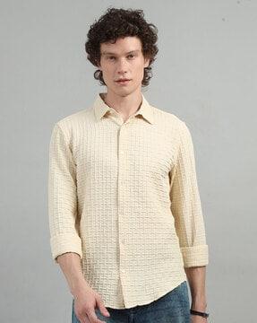 men regular fit shirt with spread collar