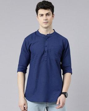 men regular fit short kurta full sleeves