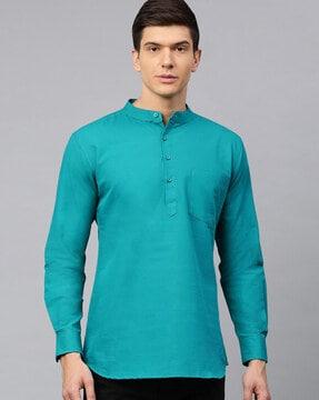 men regular fit short kurta full sleeves