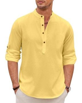 men regular fit short kurta with full sleeves