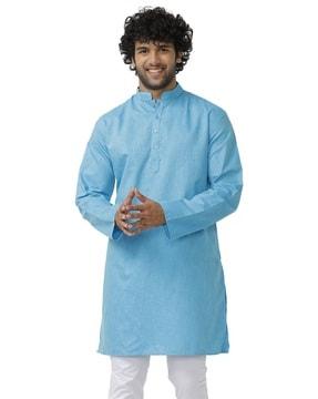 men regular fit short kurta