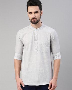 men regular fit short kurta