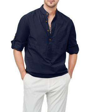 men regular fit short kurta