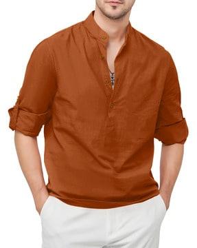 men regular fit short kurta