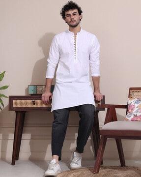 men regular fit short kurta