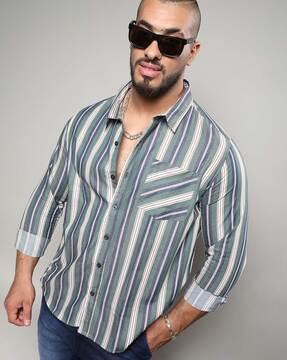 men regular fit spread collar shirt