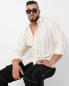 men regular fit spread collar shirt