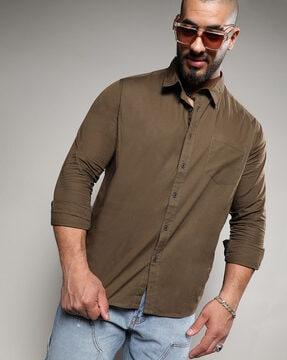 men regular fit spread collar shirt