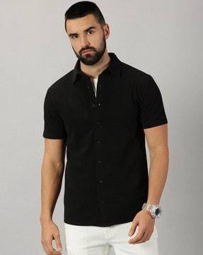 men regular fit spread-collar shirt