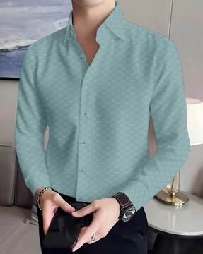 men regular fit spread-collar shirt