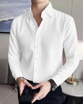 men regular fit spread-collar shirt