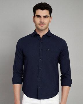 men regular fit spread-collar shirt