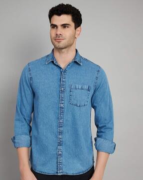 men regular fit spread-collar shirt