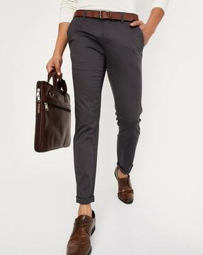 men regular fit straight pants with insert pockets