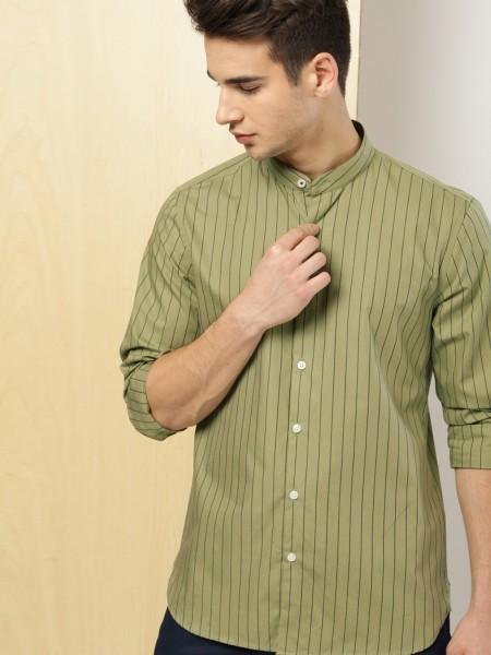 men regular fit striped casual shirt