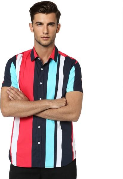 men regular fit striped casual shirt