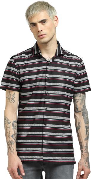 men regular fit striped casual shirt