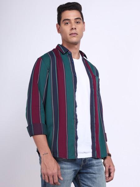 men regular fit striped casual shirt