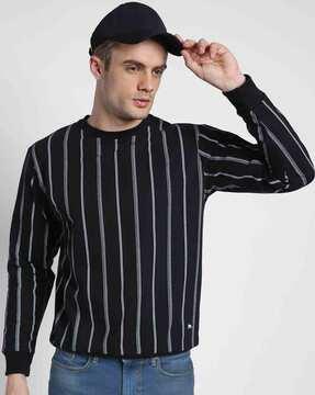 men regular fit striped crew-neck sweatshirt