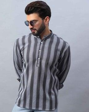 men regular fit striped kurta