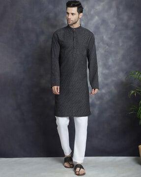 men regular fit striped long kurta