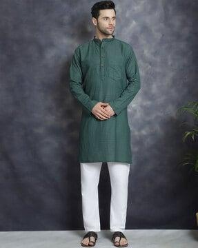 men regular fit striped long kurta