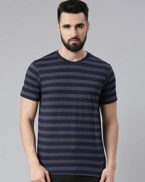 men regular fit striped round-neck t-shirt