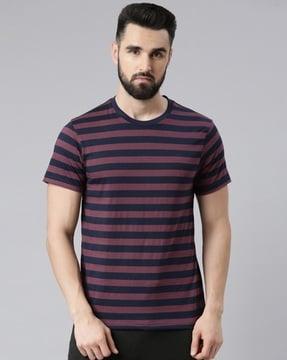 men regular fit striped round-neck t-shirt