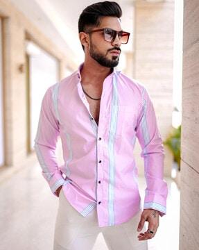 men regular fit striped shirt