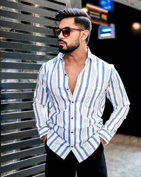 men regular fit striped shirt