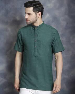 men regular fit striped short kurta