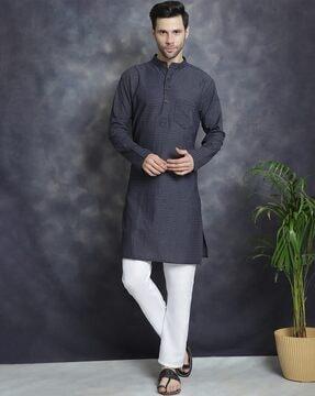 men regular fit stripes long kurta