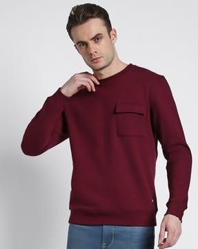 men regular fit sweatshirt with flap pocket