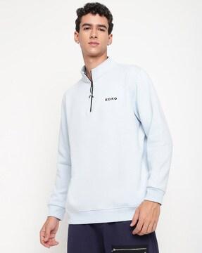 men regular fit sweatshirt with half-zip closure