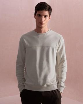 men regular fit sweatshirt with ribbed hem