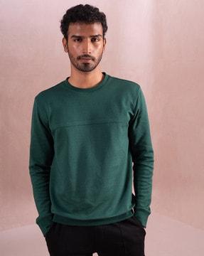 men regular fit sweatshirt with ribbed hem