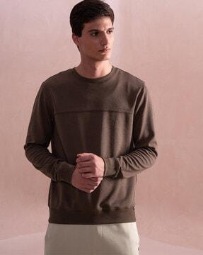 men regular fit sweatshirt with ribbed hem