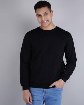 men regular fit sweatshirt with ribbed-hem