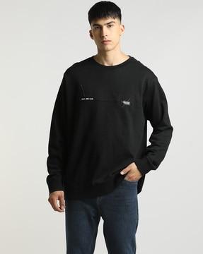 men regular fit sweatshirt with tape applique