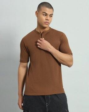 men regular fit t-shirt with henley neck