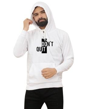 men regular fit typographic print hoodie