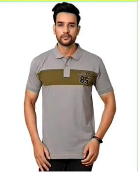 men regular fit typographic print polo t-shirt