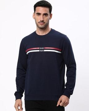 men regular fit typographic print round-neck sweatshirt