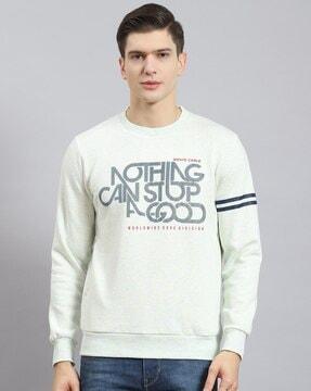 men regular fit typographic print round-neck sweatshirt