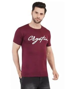 men regular fit typographic print round-neck t-shirt