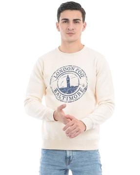 men regular fit typographic print sweatshirt